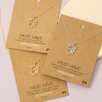 Monstera Cutout Pendant Necklace