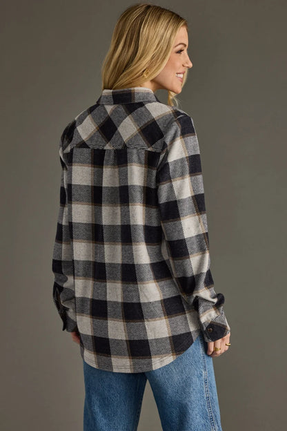Navy Plaid Button Up