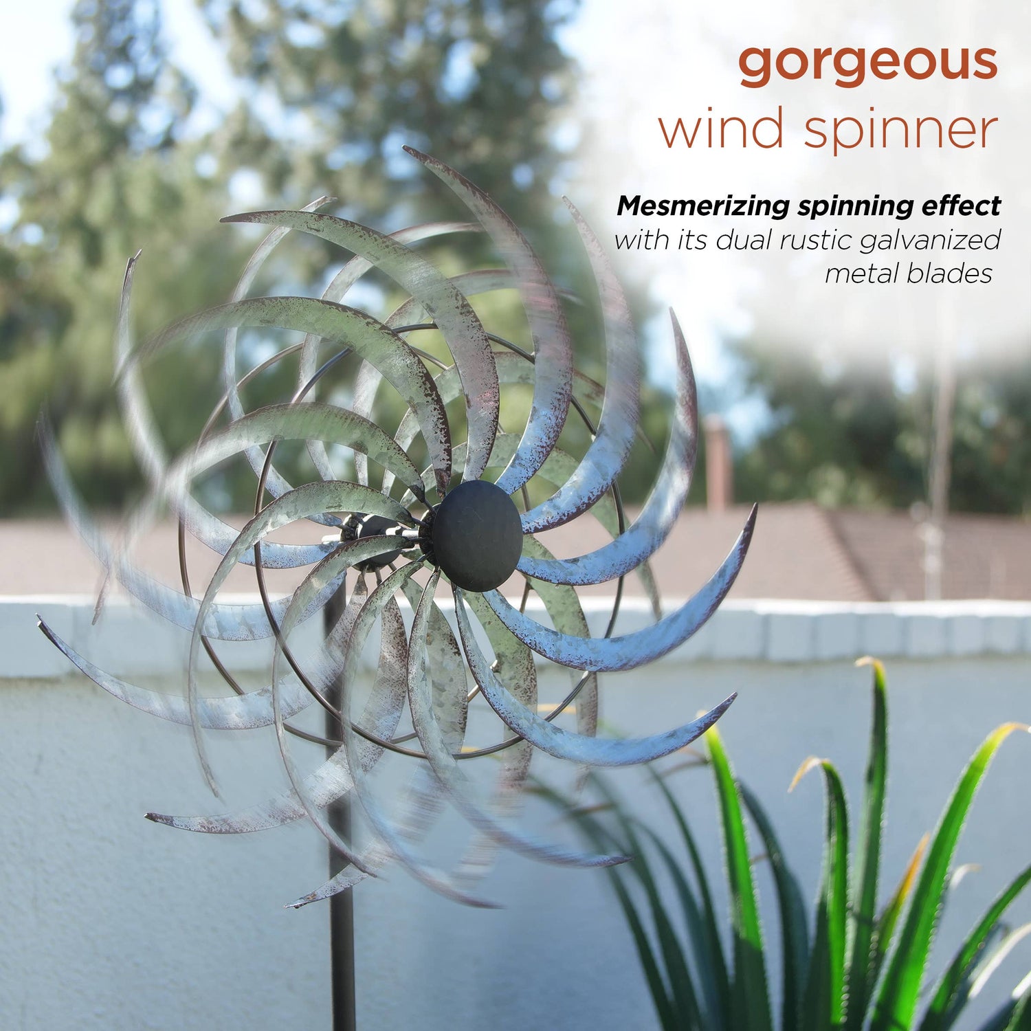 Dual Wind Spinner Garden Stake