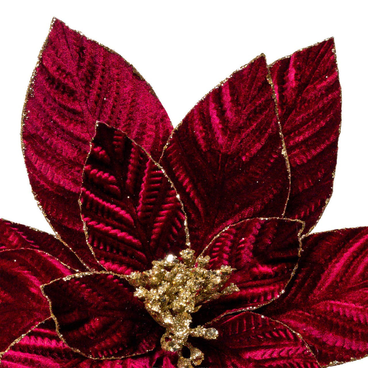 Ruby Red Velvet Poinsettia Stem