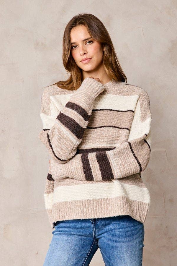 Multi Color Striped Sweater Plus Size