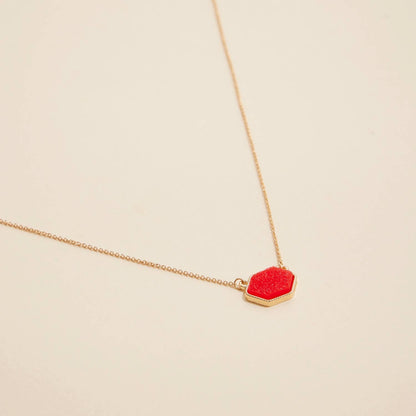 Druzy Hexagon Pendant Necklace