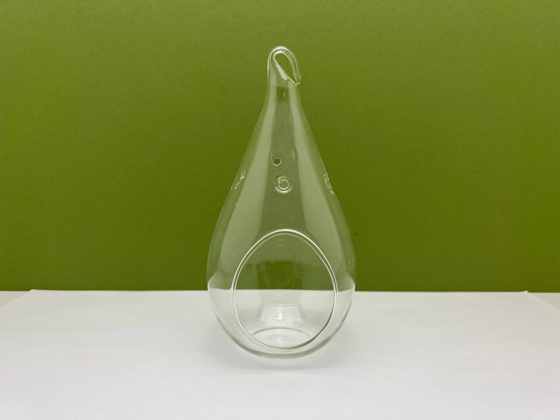 Glass Teardrop Terrarium Planter with Hanging Hook