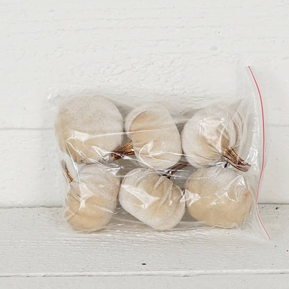 S/6 Beige Velvet Pumpkins