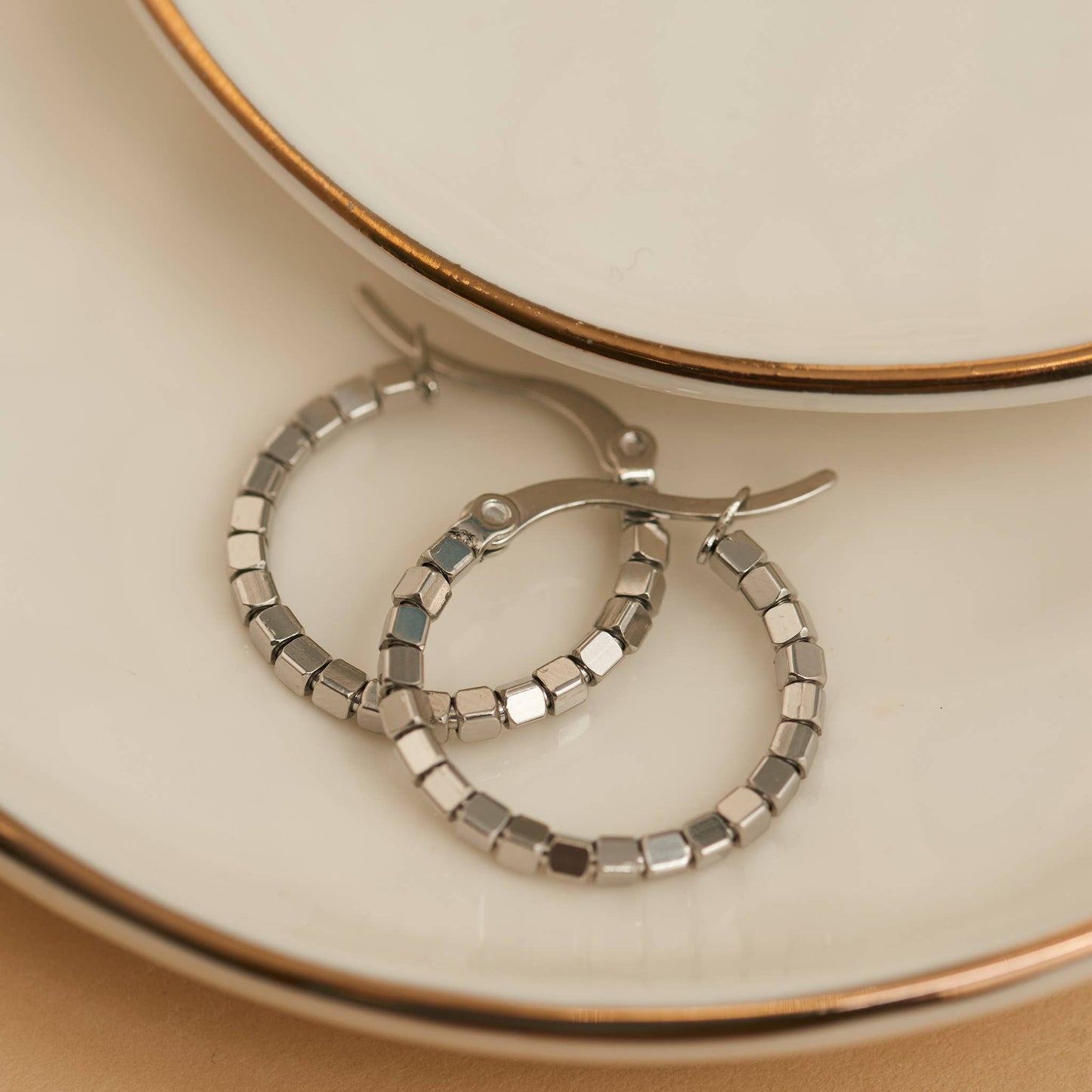 Square Beaded Hoop Earrings