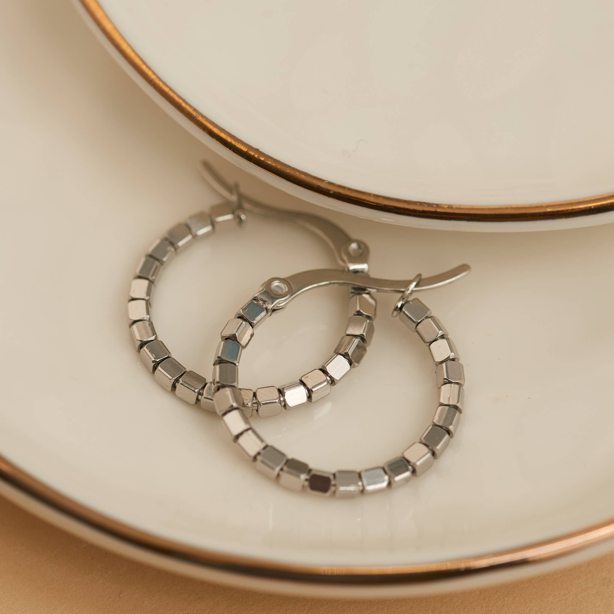 Square Beaded Hoop Earrings