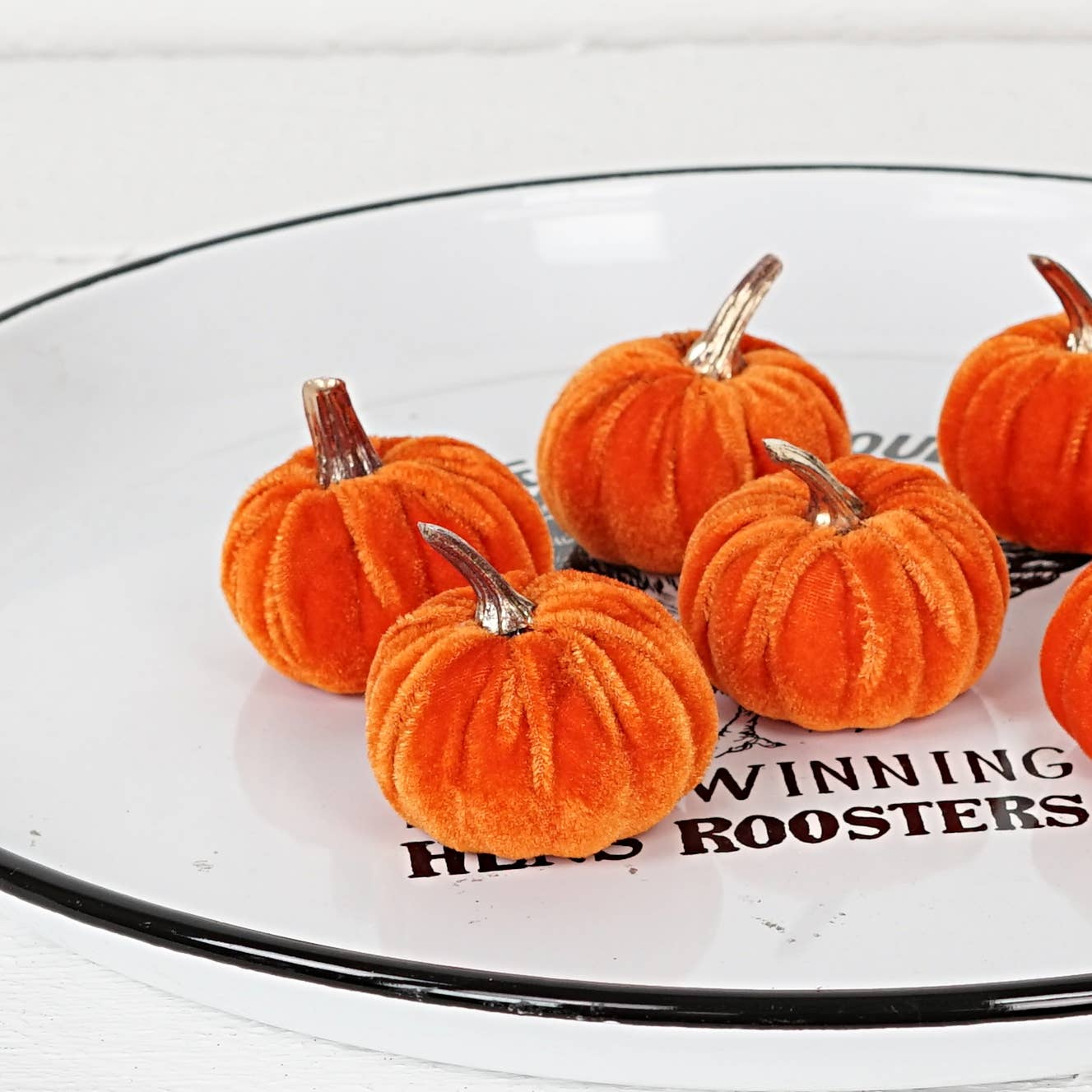S/6 Orange Velvet Pumpkins