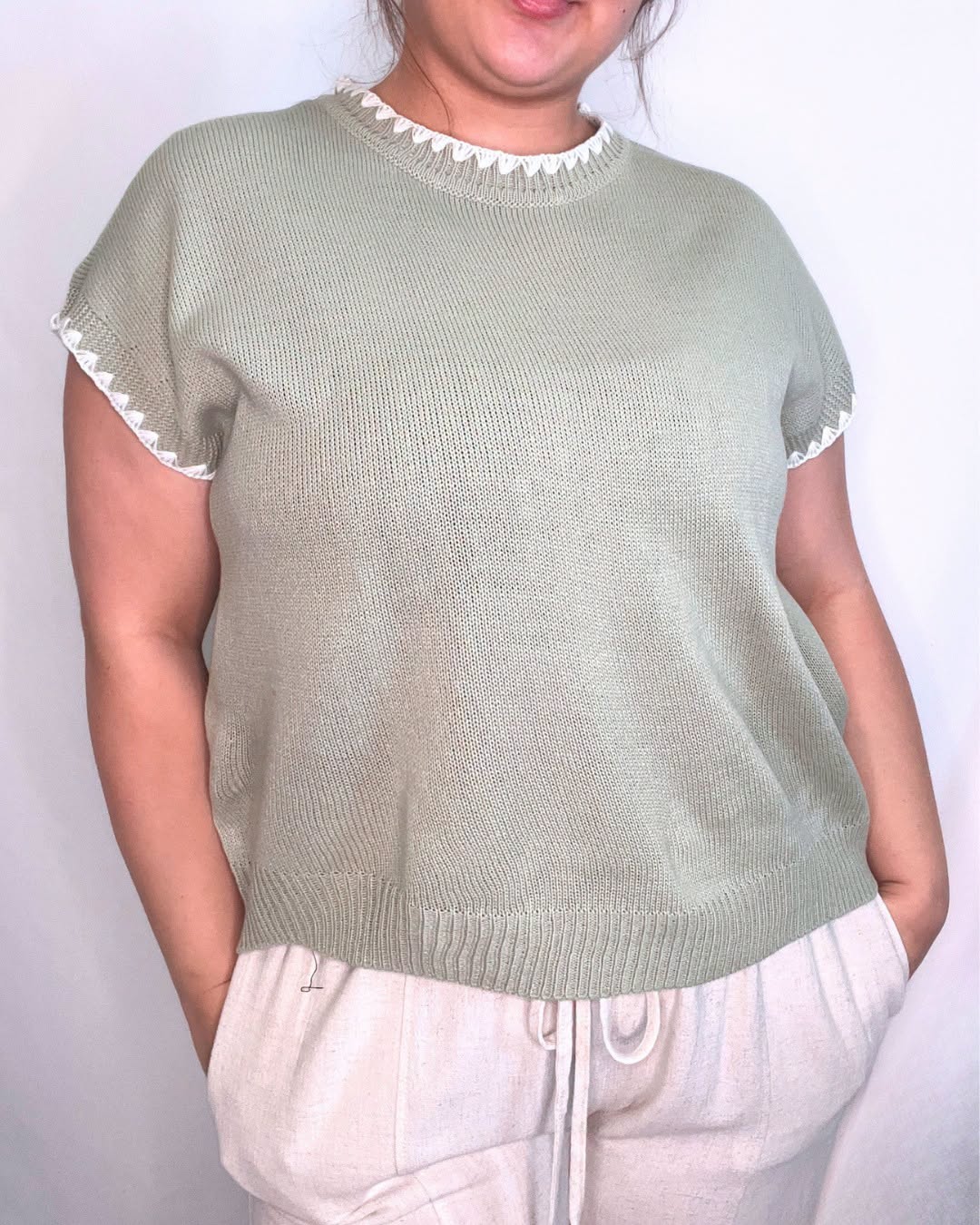 Breezy Sage Knit Top
