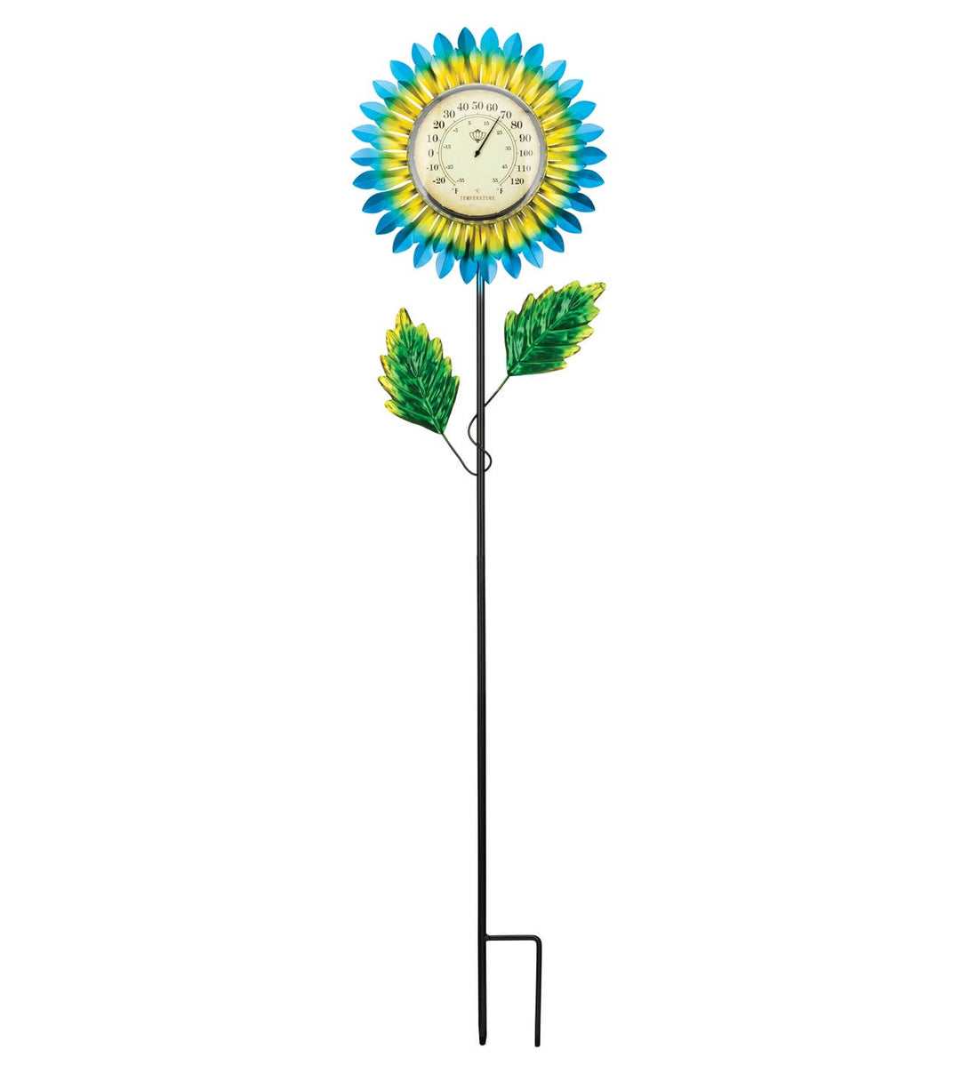 Blue Daisy Thermometer Solar Stake