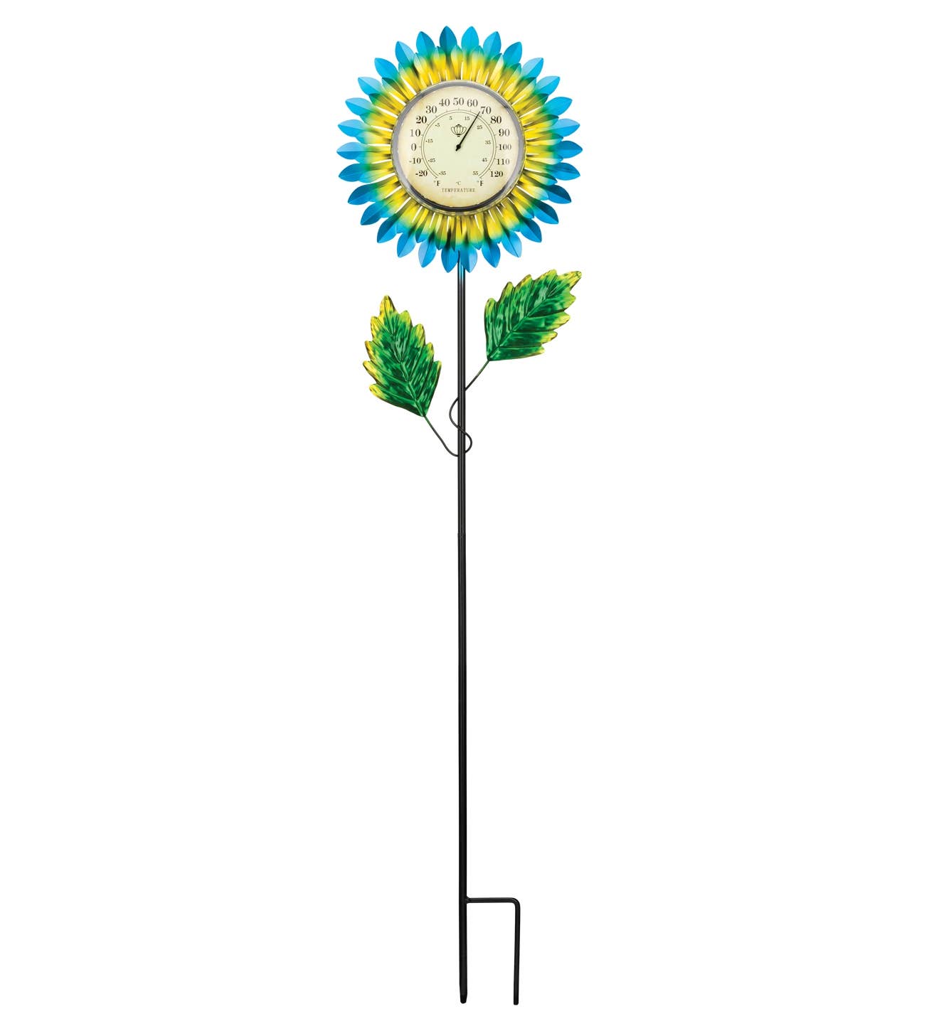Blue Daisy Thermometer Solar Stake