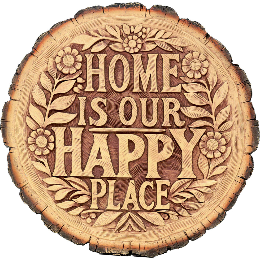 Happy Place Wood Stepping Stone