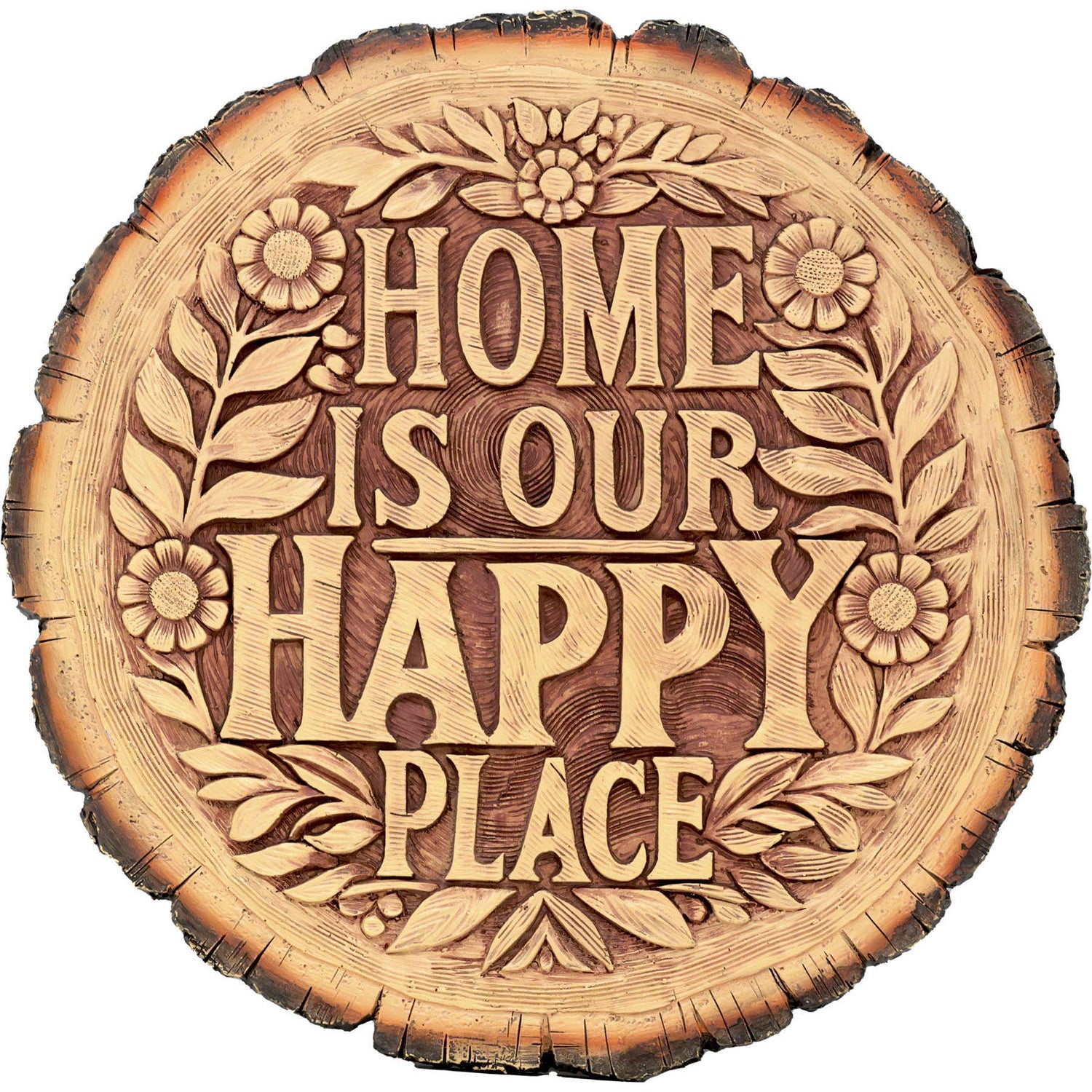 Happy Place Wood Stepping Stone