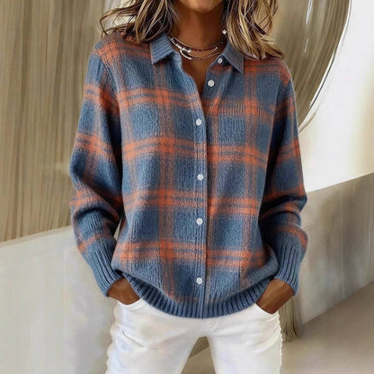 Plaid Knit Cardigan