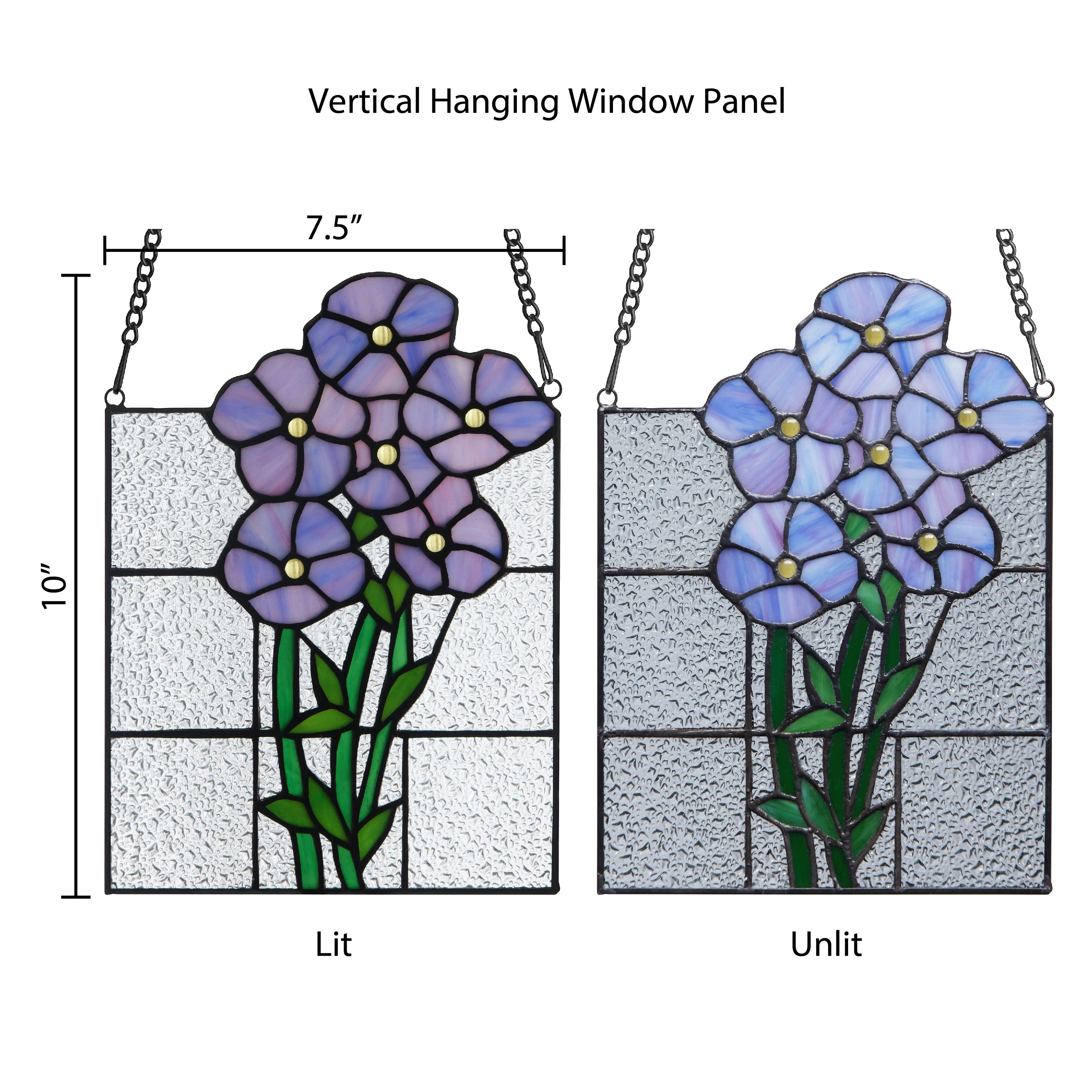 Forget Me Not Stained Glass Panel