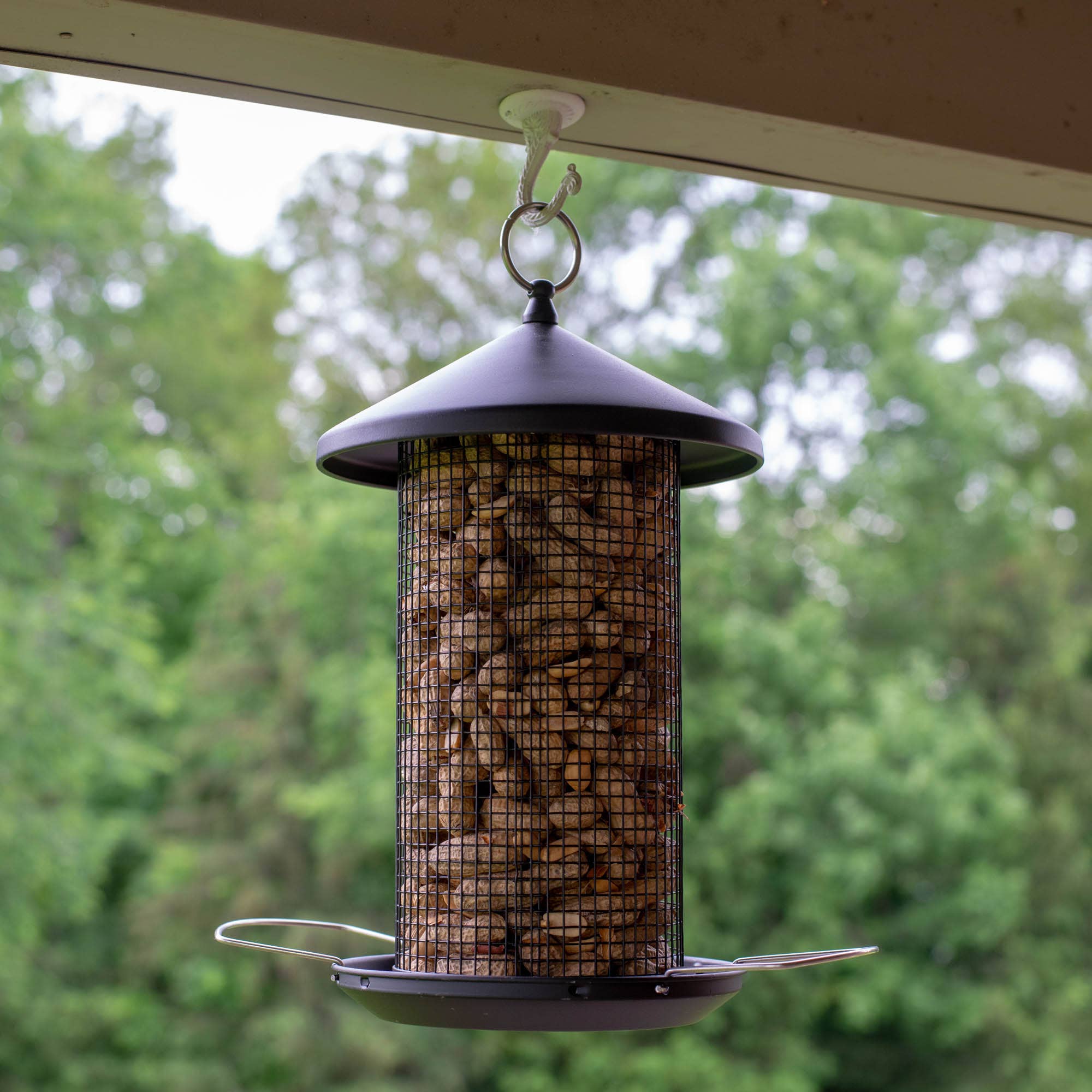 Matte Black Mesh Metal Bird Feeder