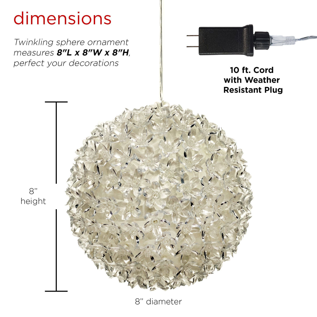 Alpine Corporation Twinkling Sphere with Red, Green and Blue