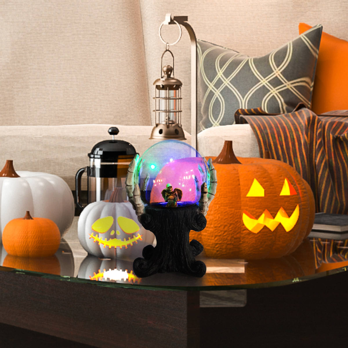 Skeleton Hands Holding Magic Ball w/Color Changing LED Light