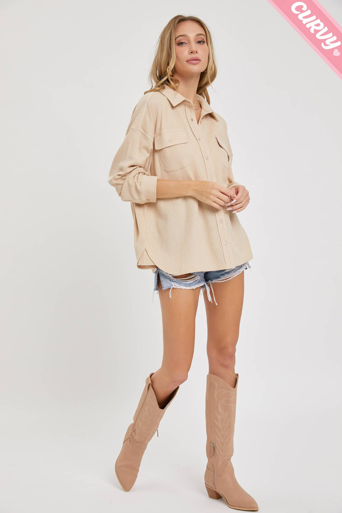 PLUS SIZE BUTTON DOWN OVERSIZED SHIRTS