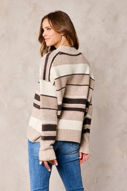 Multi Color Striped Sweater Plus Size