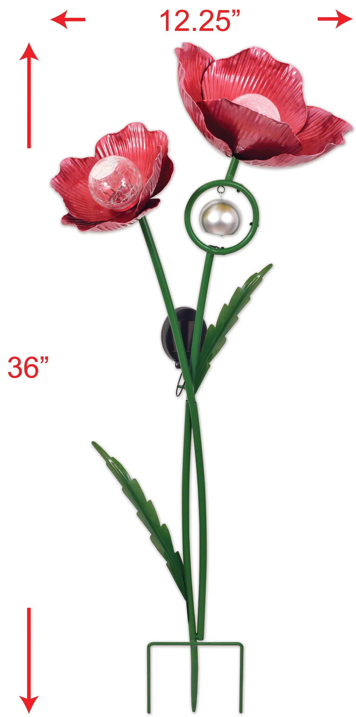 Red Poppy Solar Garden Stake