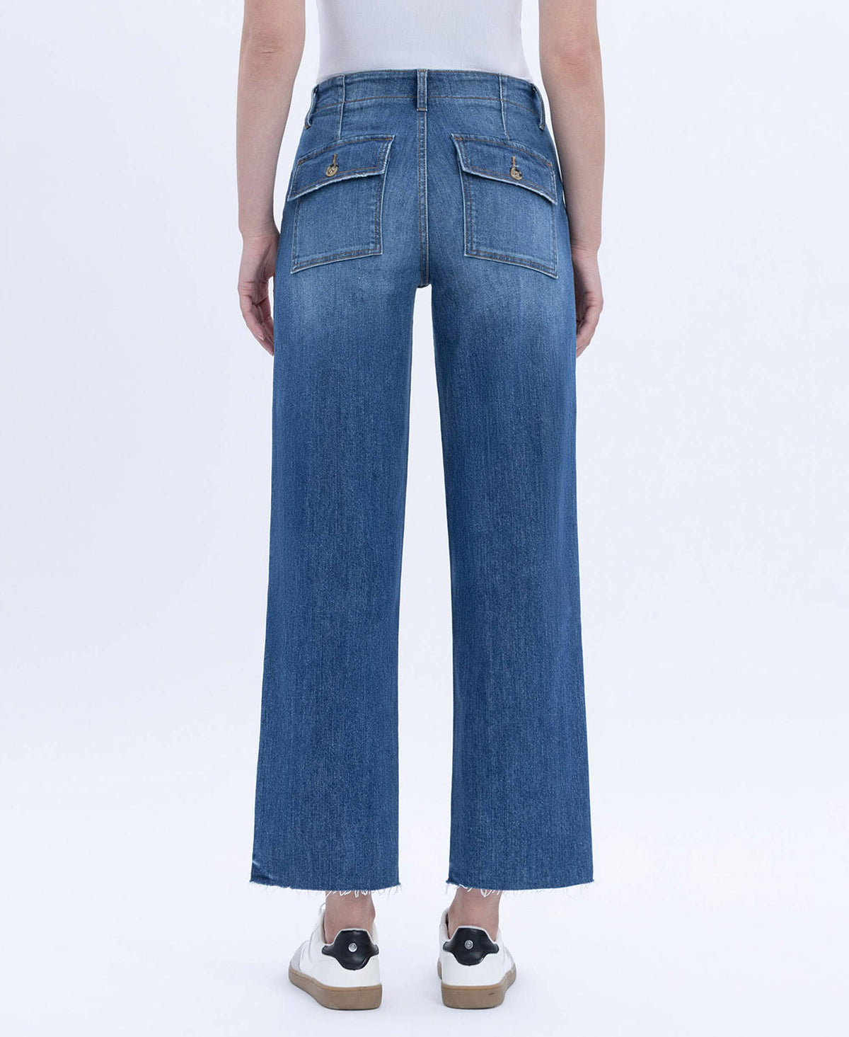 HIGH RISE CROP UTILITY POCKET STRAIGHT JEANS