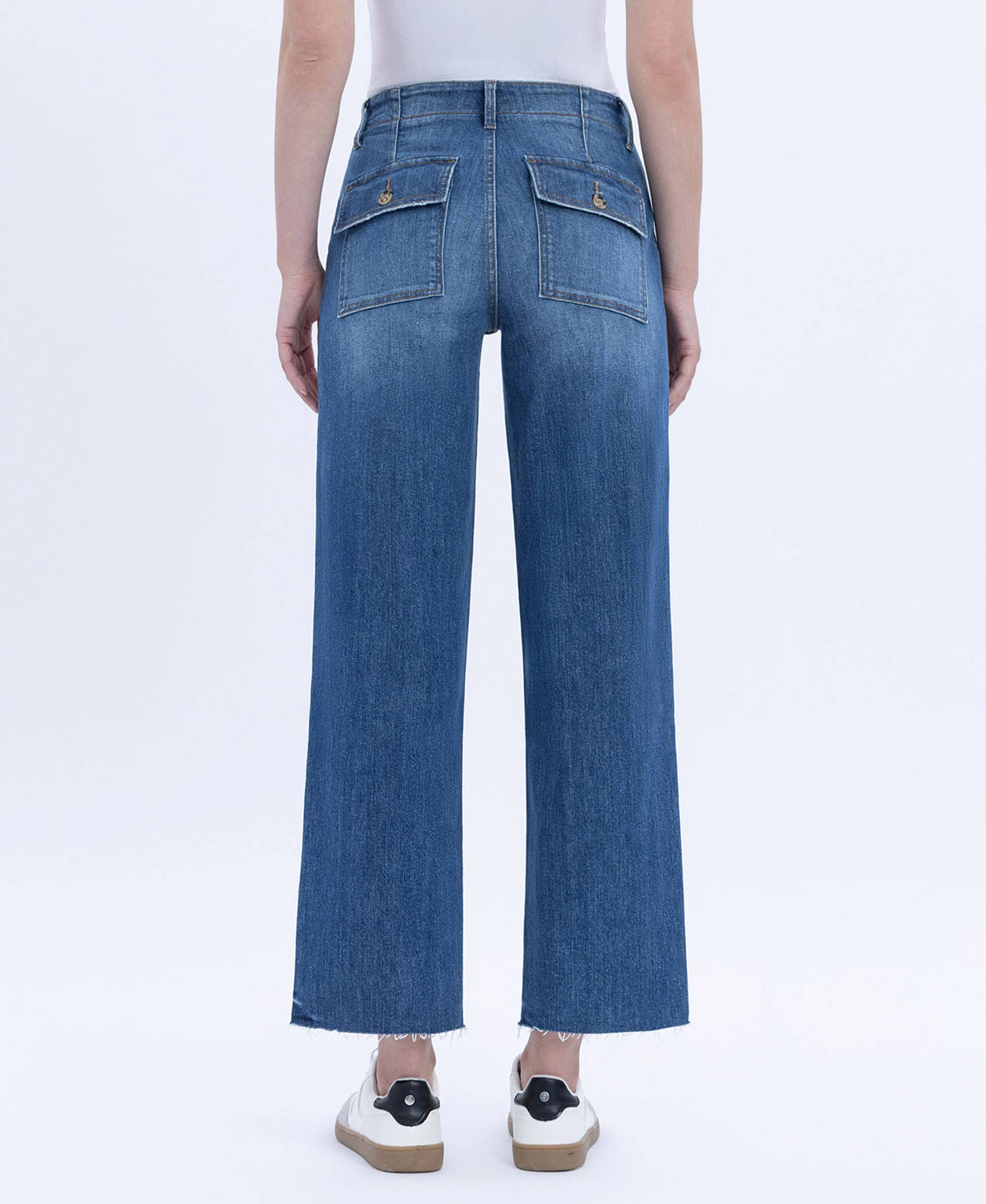 HIGH RISE CROP UTILITY POCKET STRAIGHT JEANS