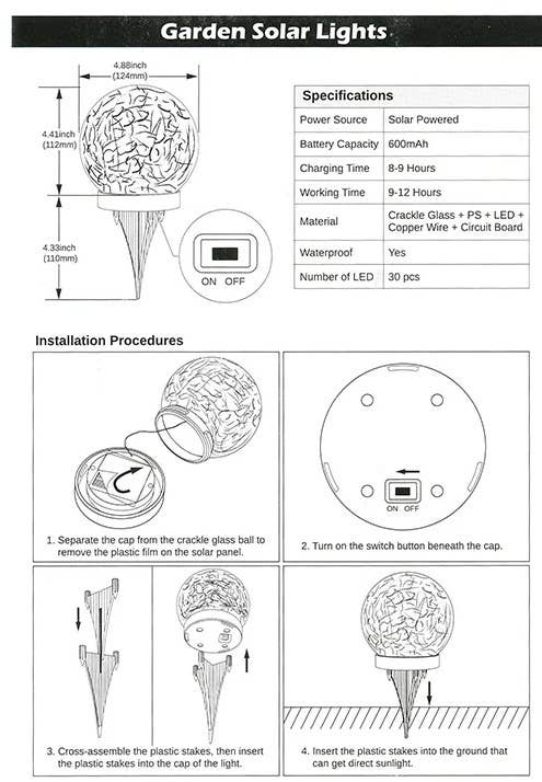 Solar Crackled Glass Globe Ball Light
