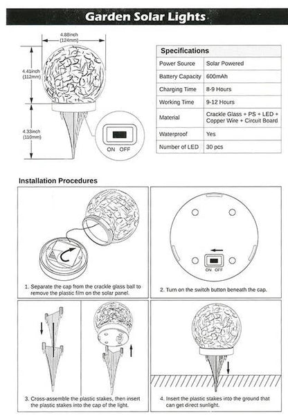 Solar Crackled Glass Globe Ball Light