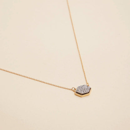 Druzy Hexagon Pendant Necklace