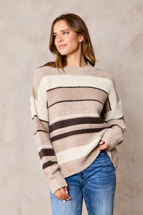 Multi Color Striped Sweater Plus Size