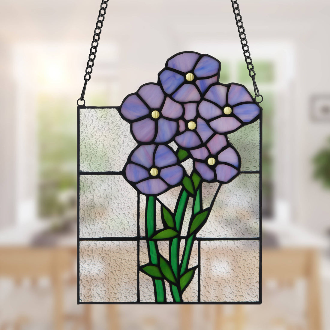 Forget Me Not Stained Glass Panel