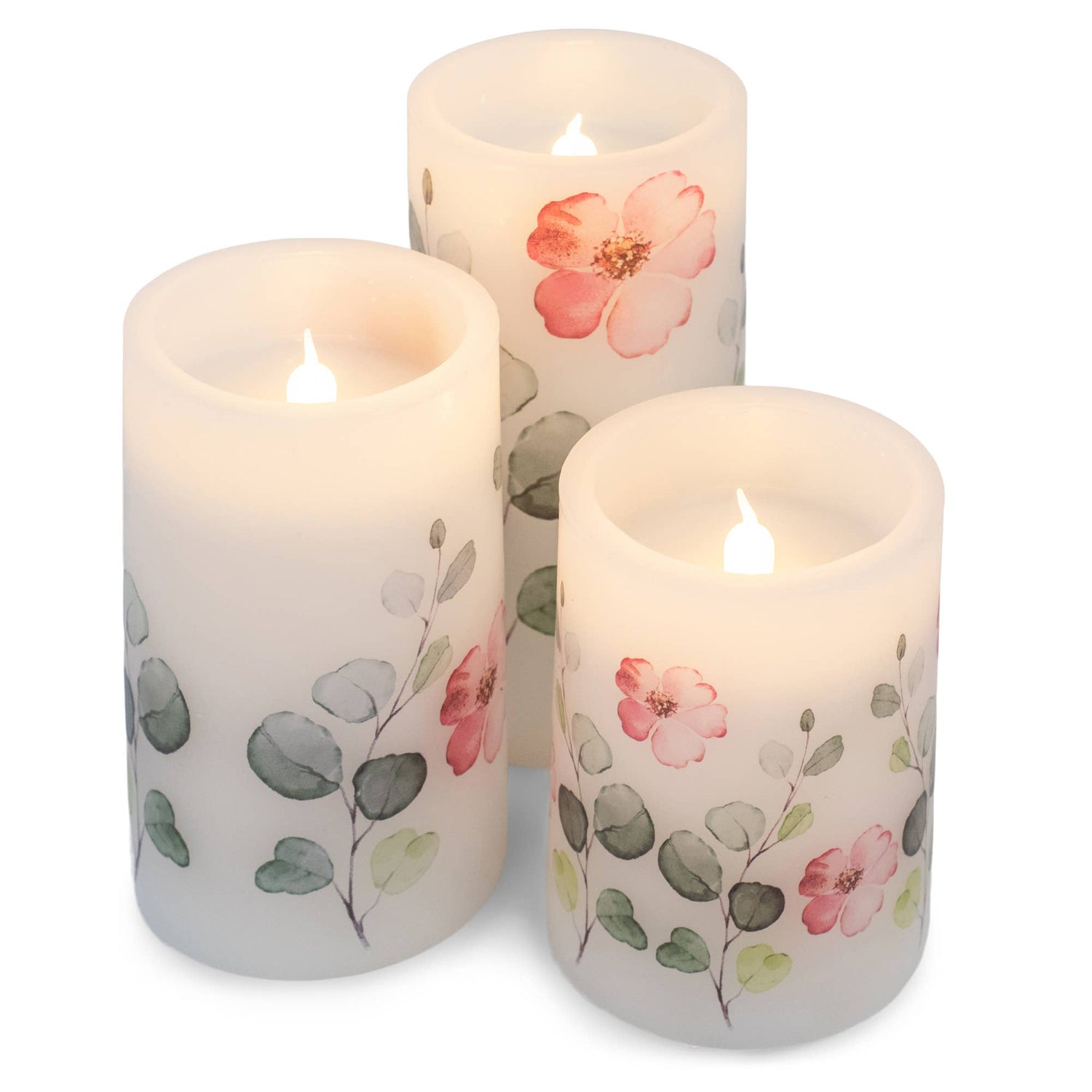 Floral Flameless Candles S/3