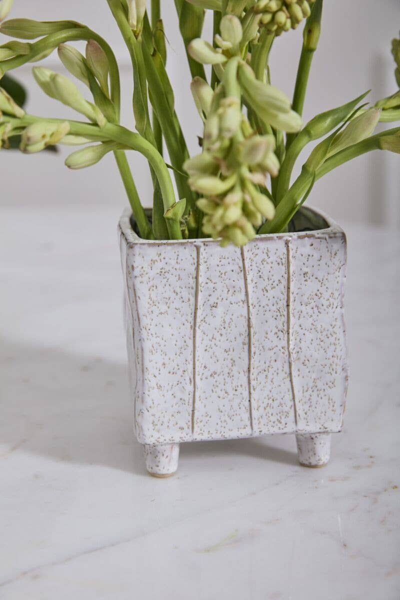 Square Speckled Footed Pot