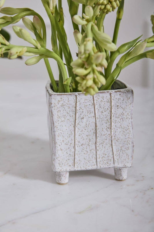 Square Speckled Footed Pot