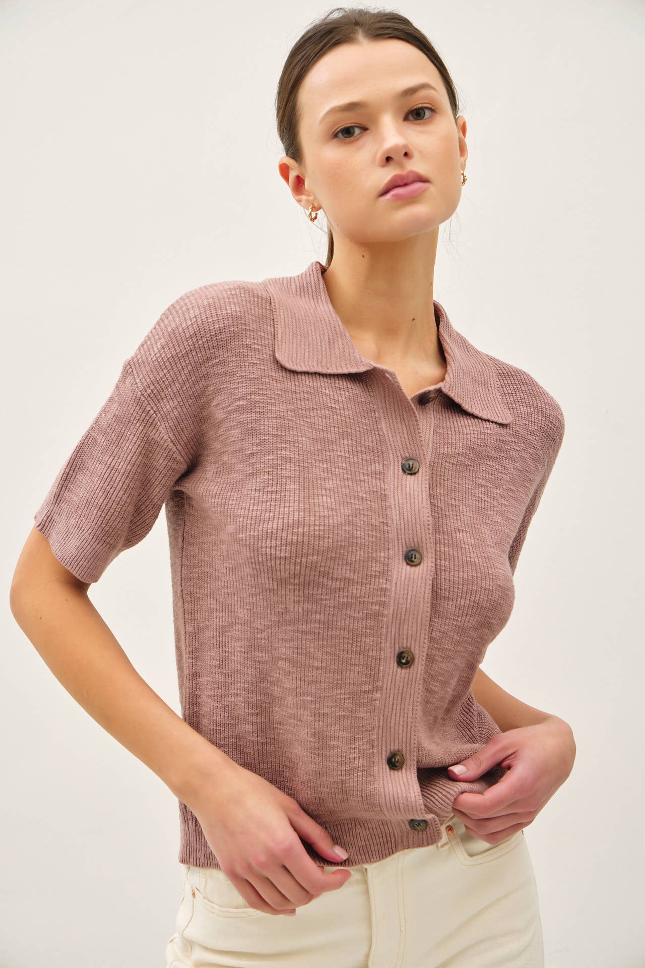 Ribbed Knit Sweater Tee