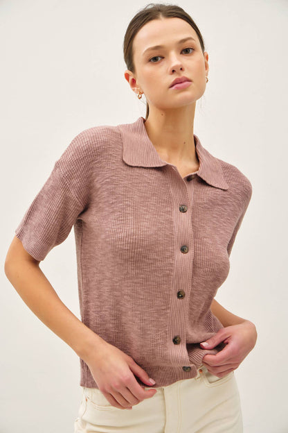 Ribbed Knit Sweater Tee