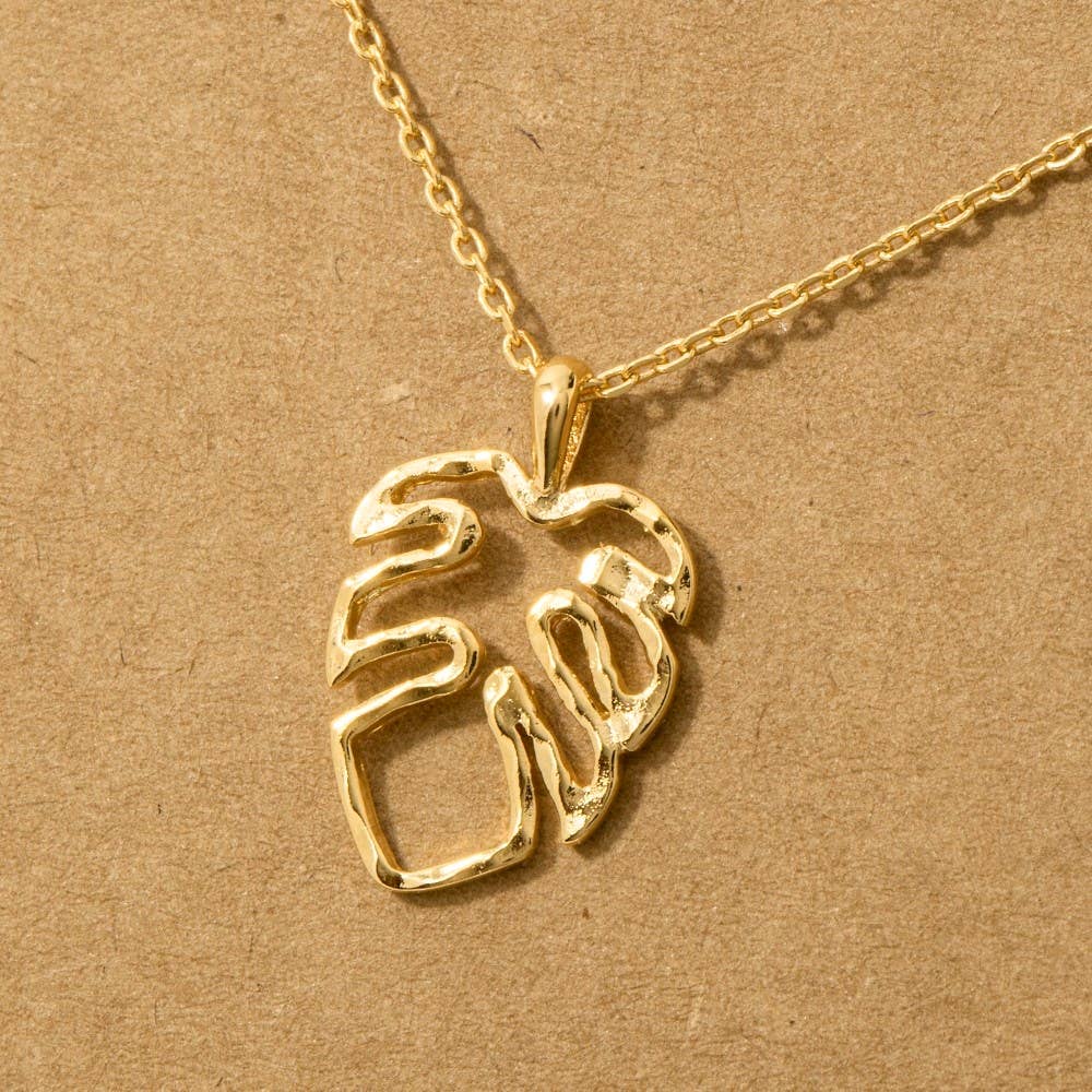 Monstera Cutout Pendant Necklace