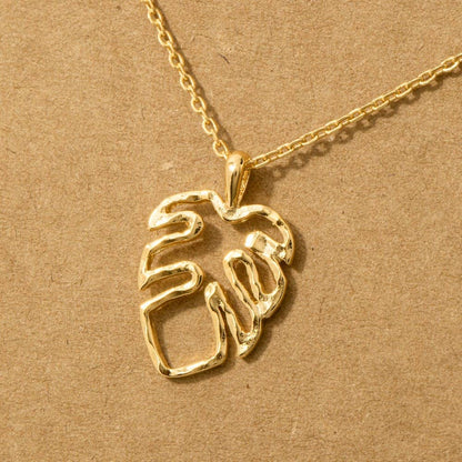 Monstera Cutout Pendant Necklace
