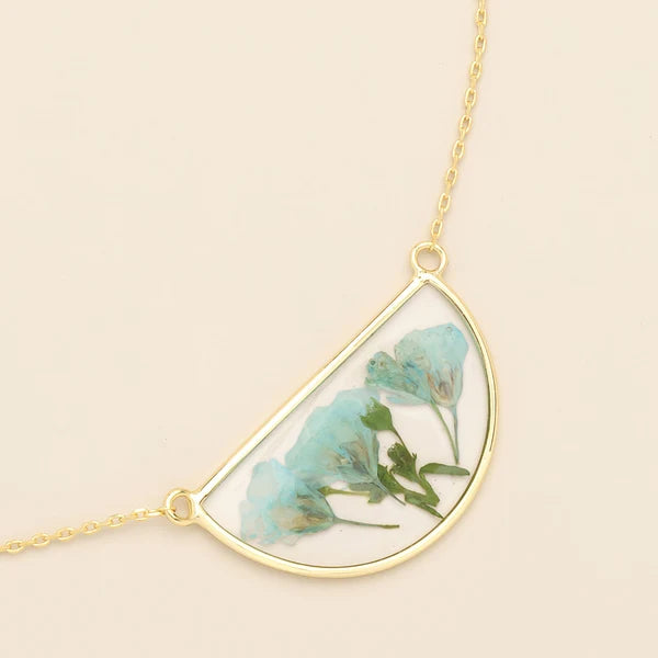 Pressed Floral Necklace - Blue Baby&
