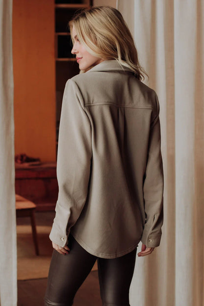 Taupe Soft Button Up