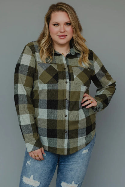 Olive Plaid Button Up