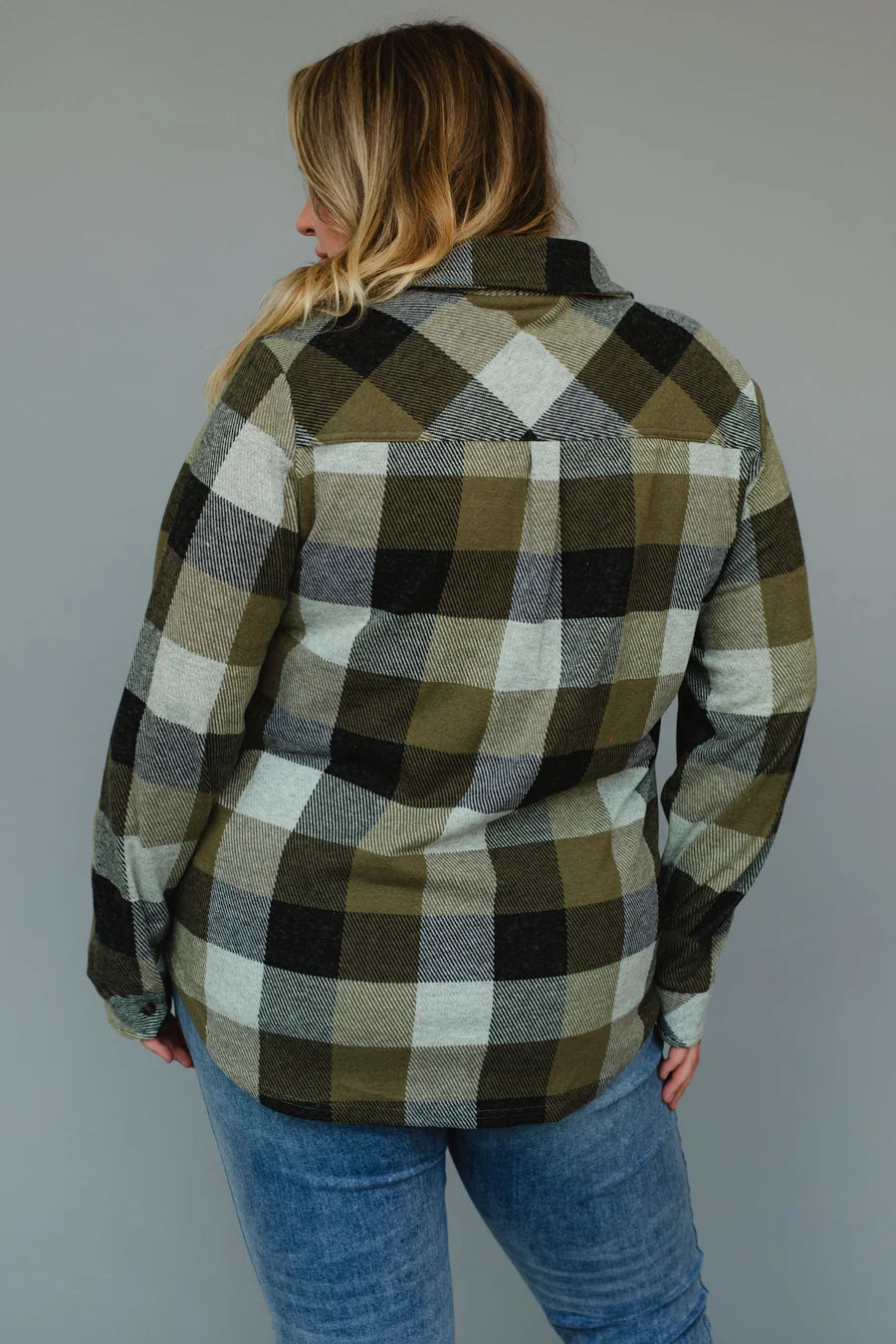 Olive Plaid Button Up