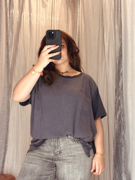 Washed Two-Toned T-Shirt (Curvy)