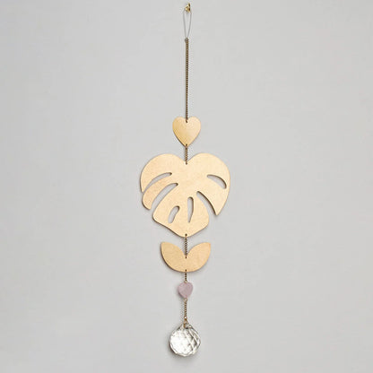 Monstera Leaf/Rose Quartz Suncatcher