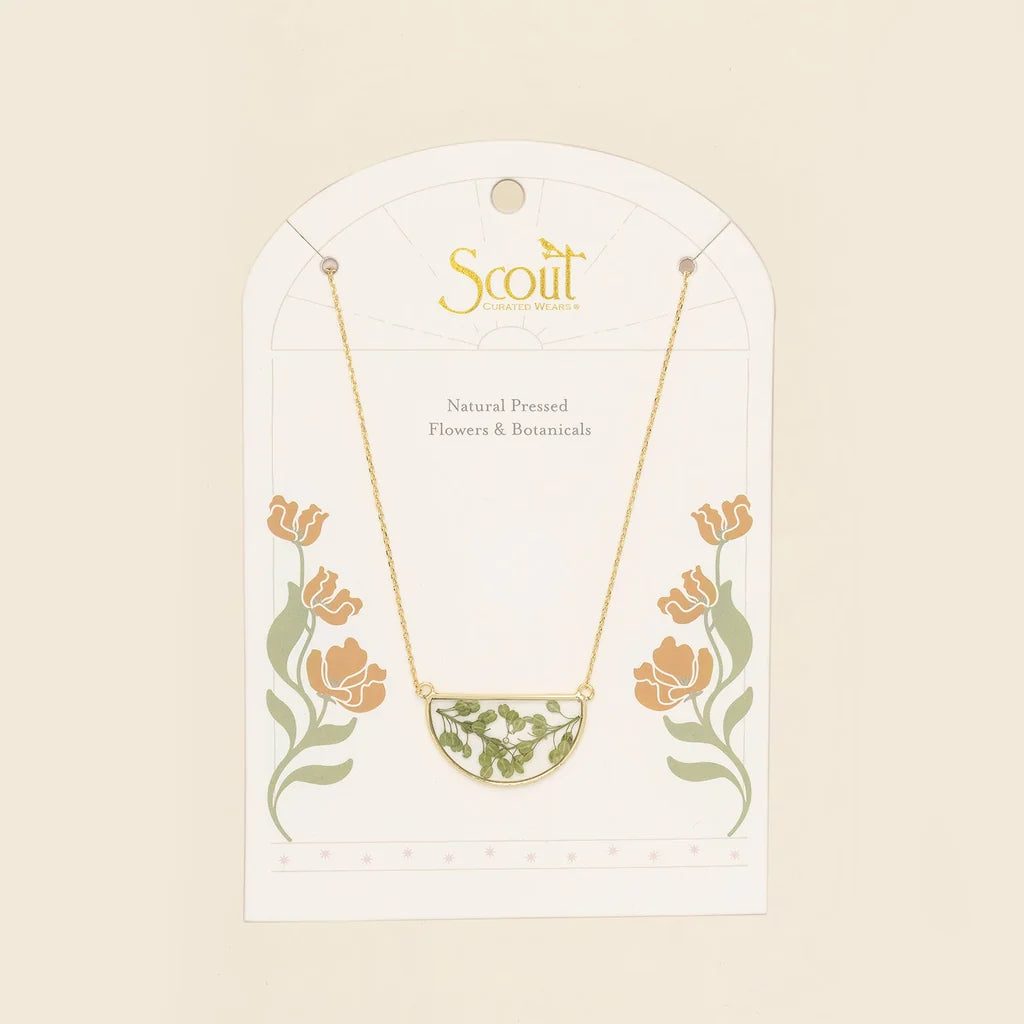Pressed Floral Necklace - Green Peppergrass