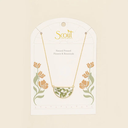 Pressed Floral Necklace - Green Peppergrass