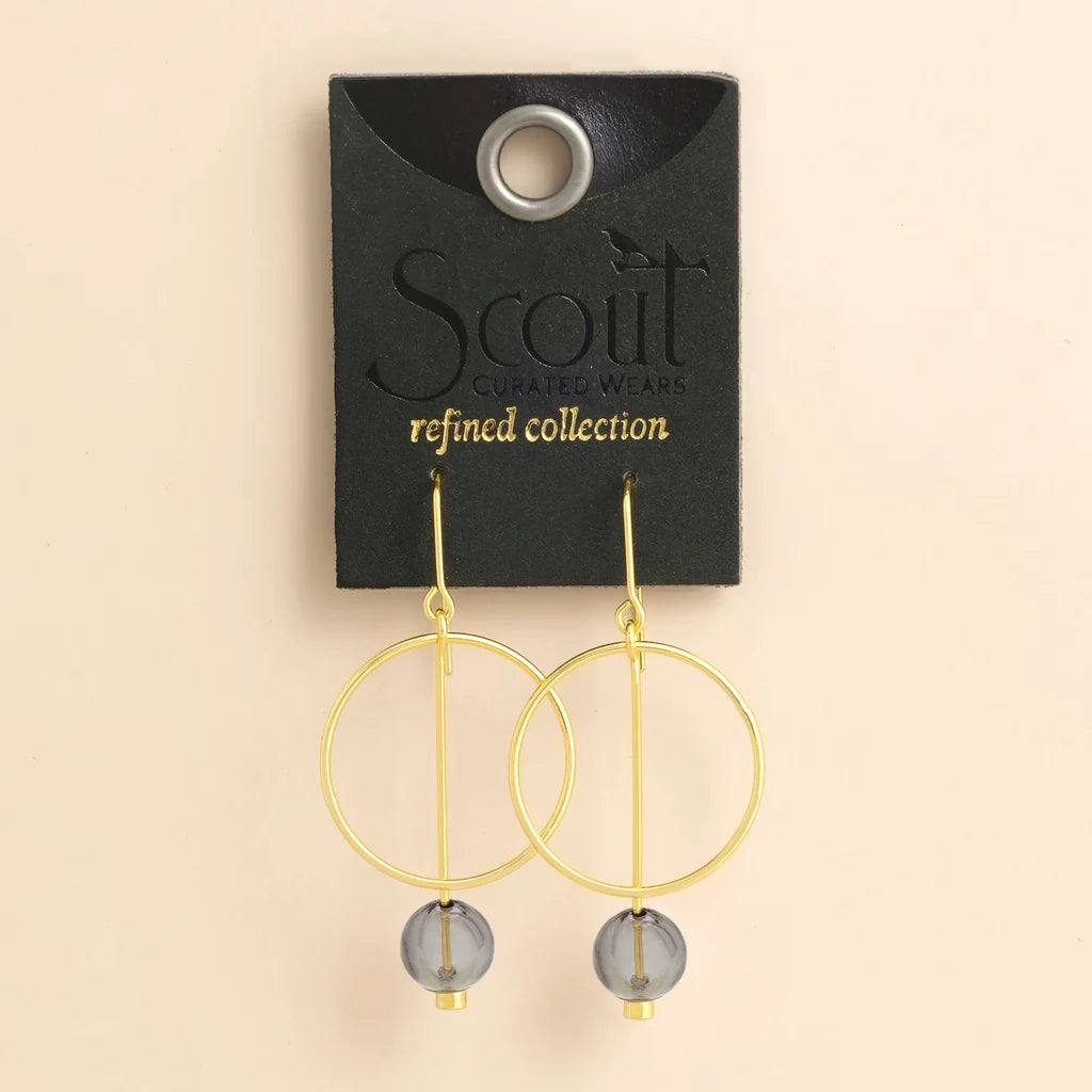 Refined Glass Drop Earrings-Smoke/Gold