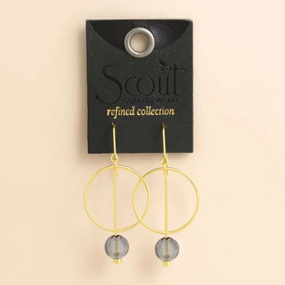 Refined Glass Drop Earrings-Smoke/Gold