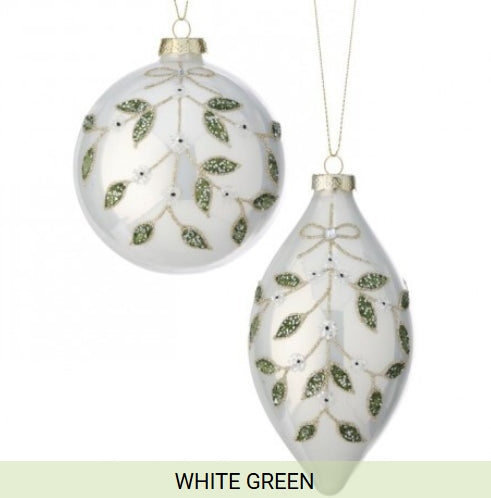 Glass Pearl with Leaf Ornament