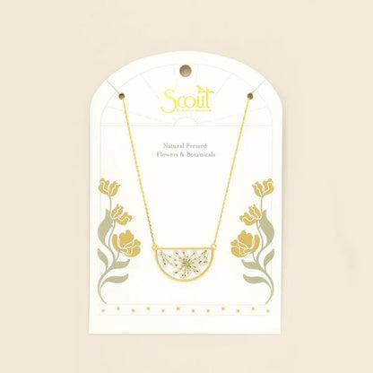 Pressed Floral Necklace - White Lace Flower